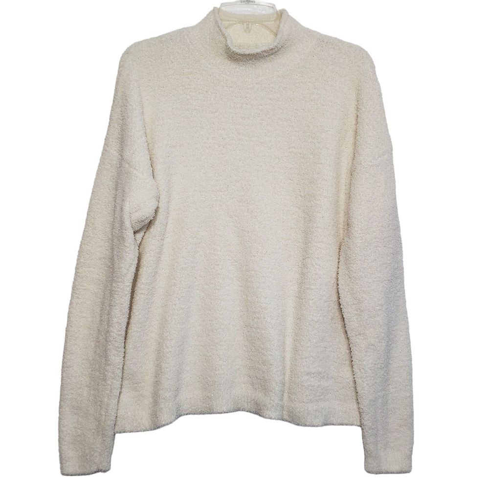 Natural Collections Mock Neck White Sweater, Size Large